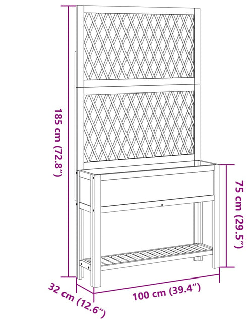 Загрузите изображение в средство просмотра галереи, Jardinieră cu spalier/poliță, 100x32x185 cm, lemn masiv acacia
