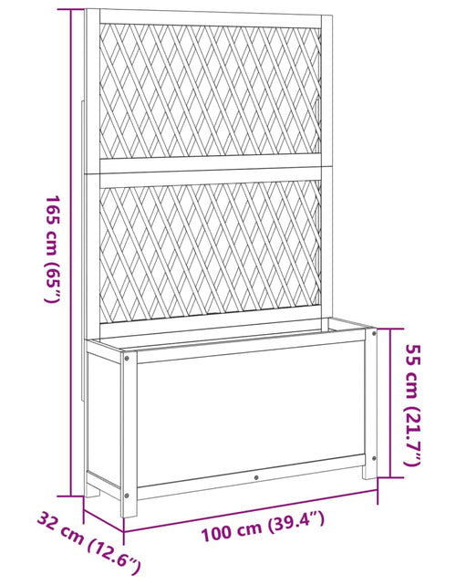 Загрузите изображение в средство просмотра галереи, Jardinieră cu spalier, 100x32x165 cm, lemn masiv acacia
