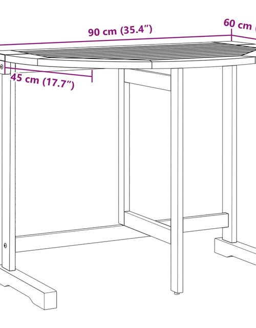 Încărcați imaginea în vizualizatorul Galerie, Masă de balcon pliabilă, 90x60x72 cm, lemn masiv de acacia
