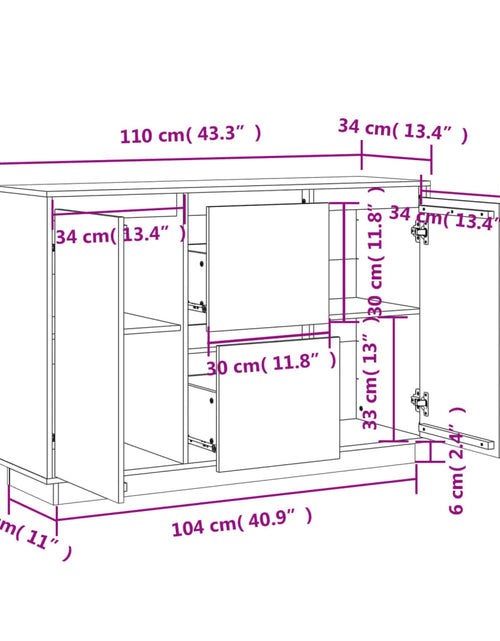Încărcați imaginea în vizualizatorul Galerie, Servantă, 110x34x75 cm, lemn masiv de pin
