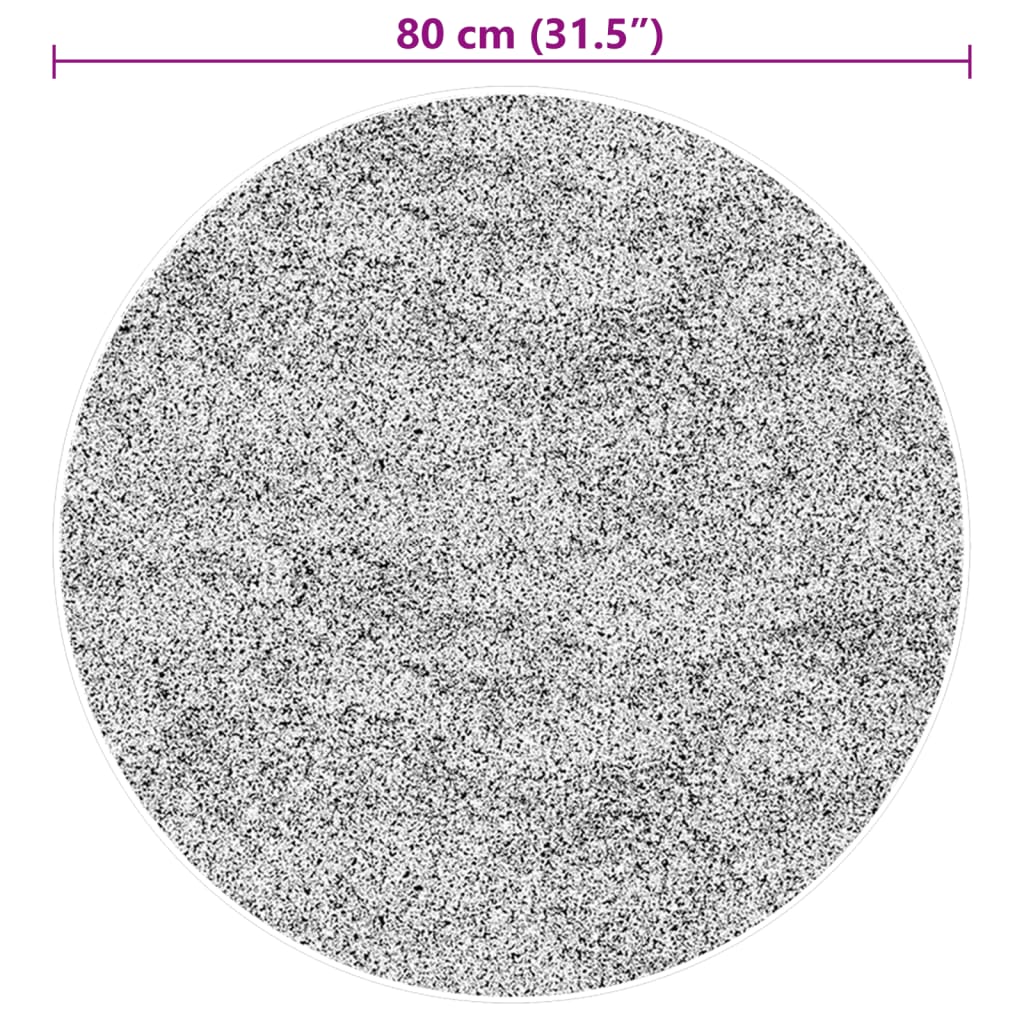 Covor HUARTE, fir scurt, moale și lavabil, negru, Ø 80 cm