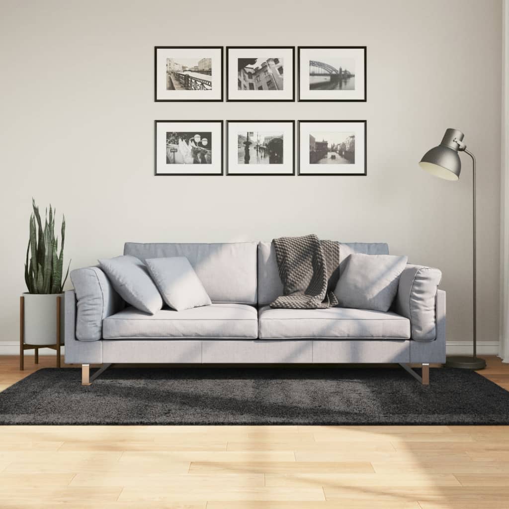 Covor pufos "PAMPLONA" fire înalte antracit modern 100x200 cm