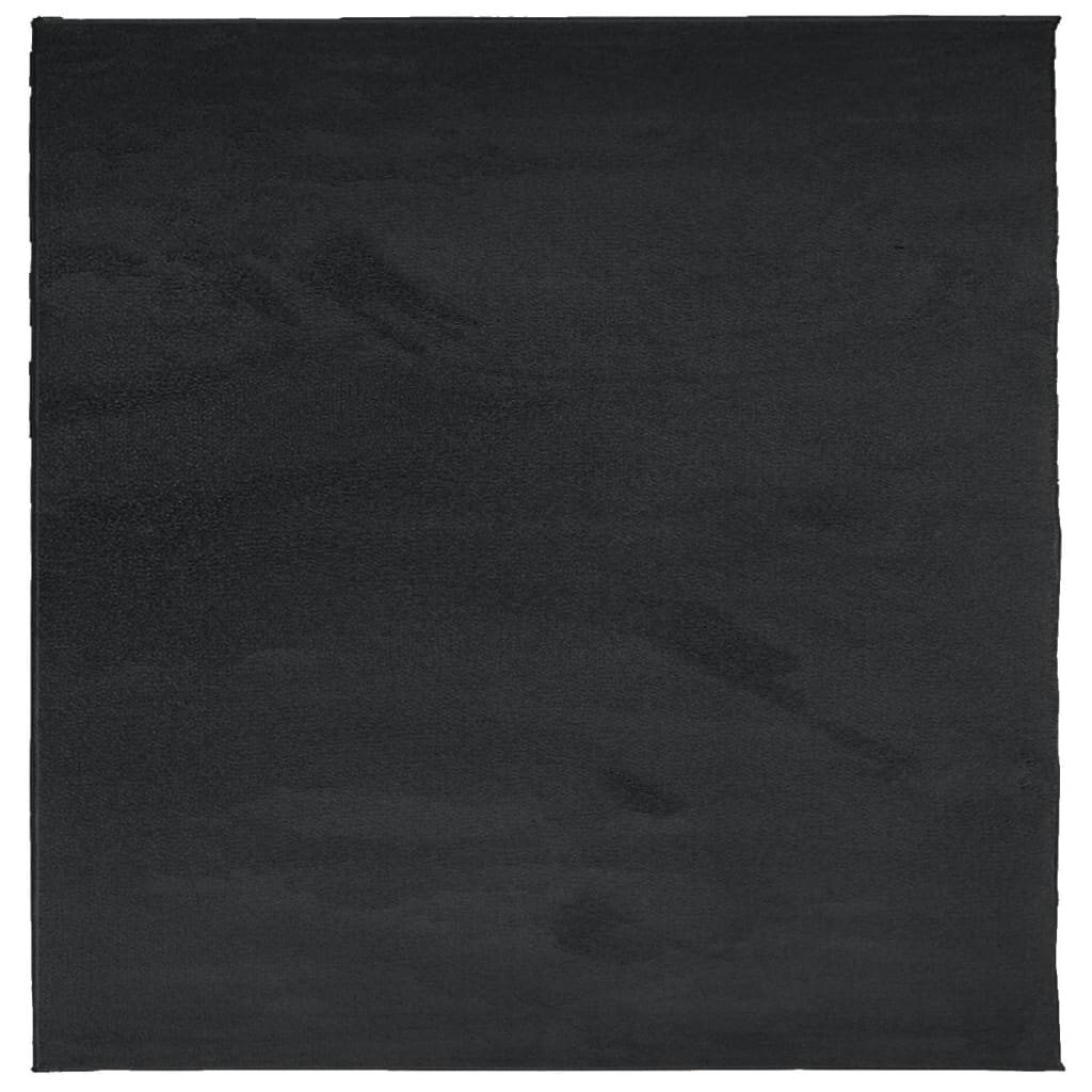 Covor „OVIEDO”, fire scurte, negru, 160x160 cm - Lando