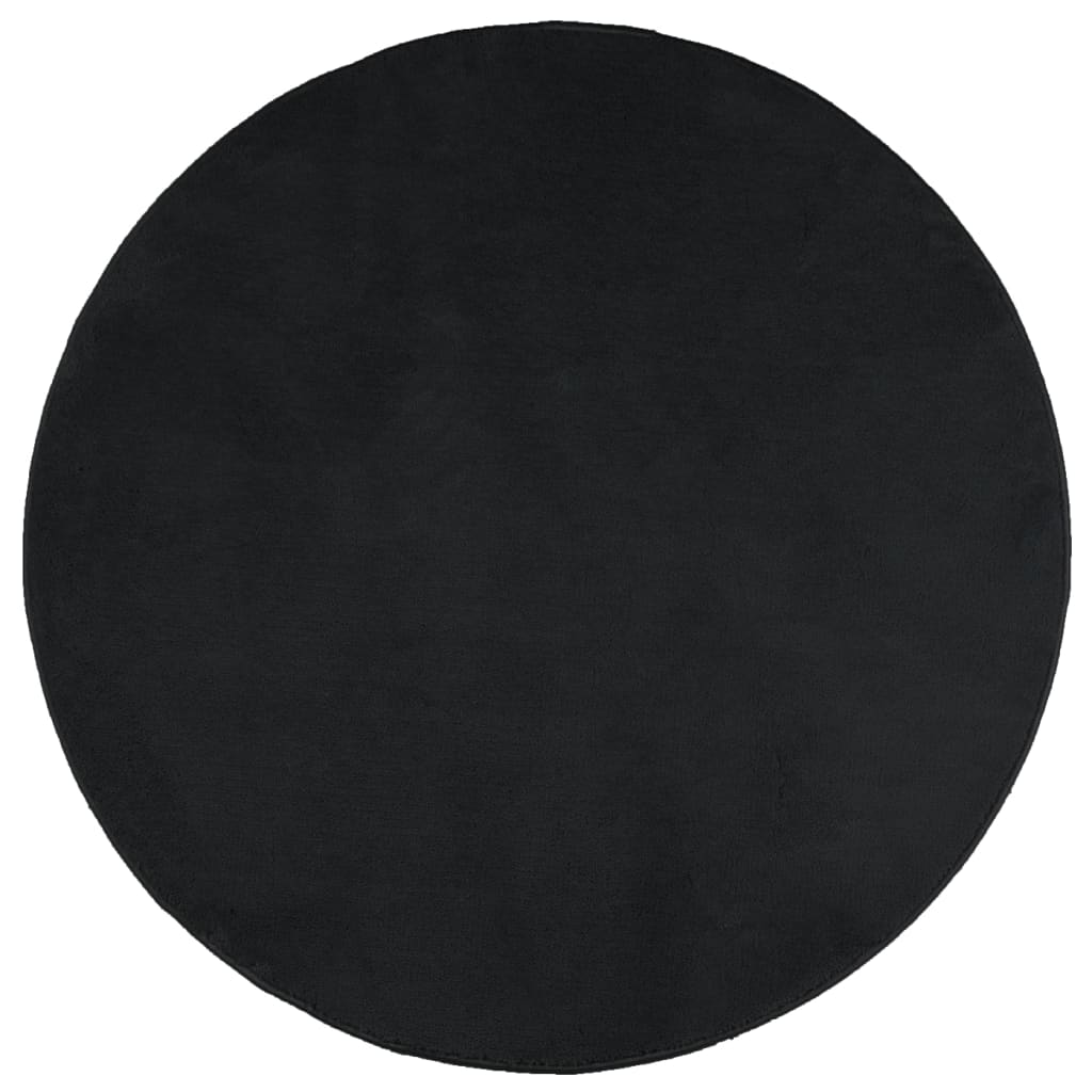 Covor „OVIEDO”, fire scurte, negru, Ø 120 cm - Lando