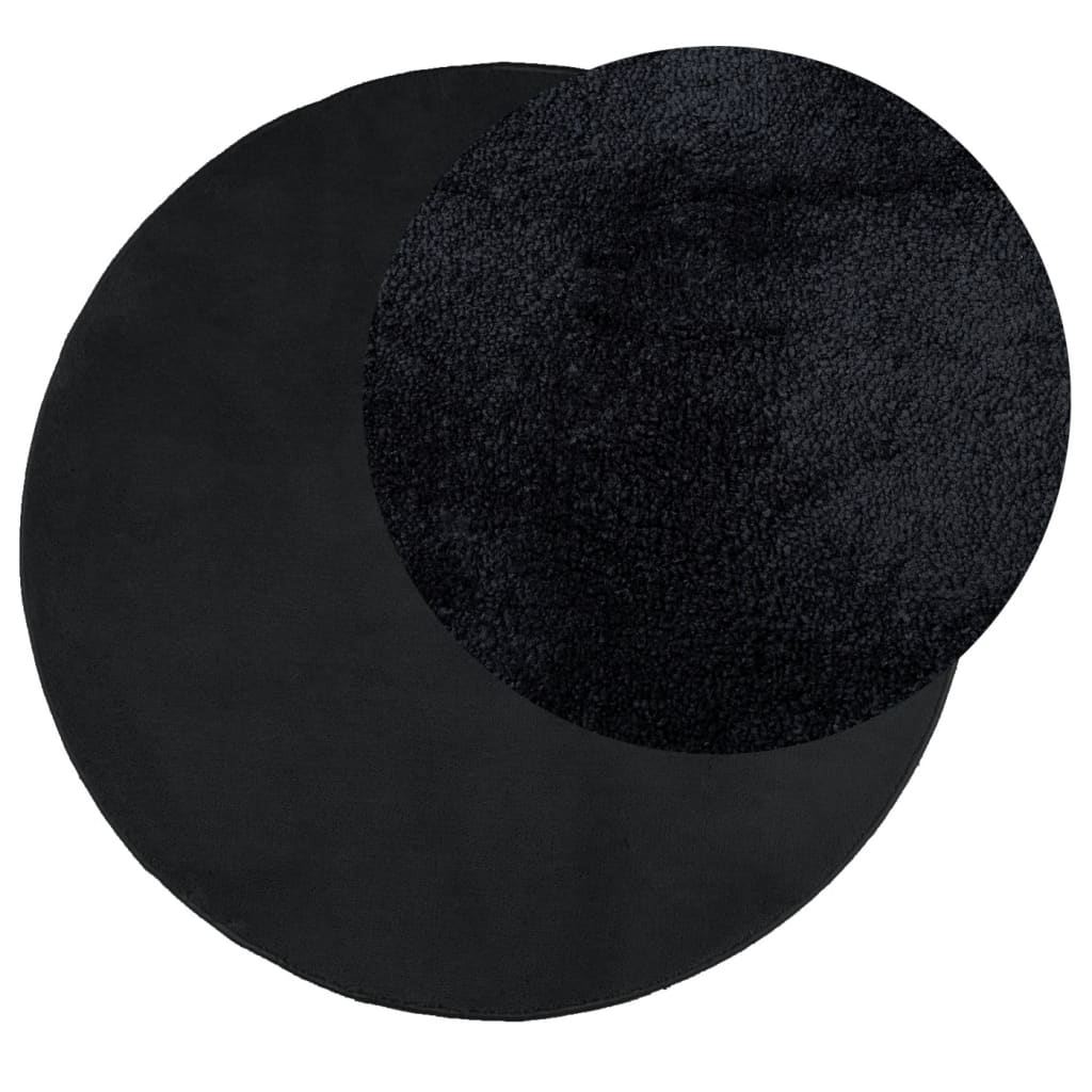 Covor „OVIEDO”, fire scurte, negru, Ø 120 cm - Lando
