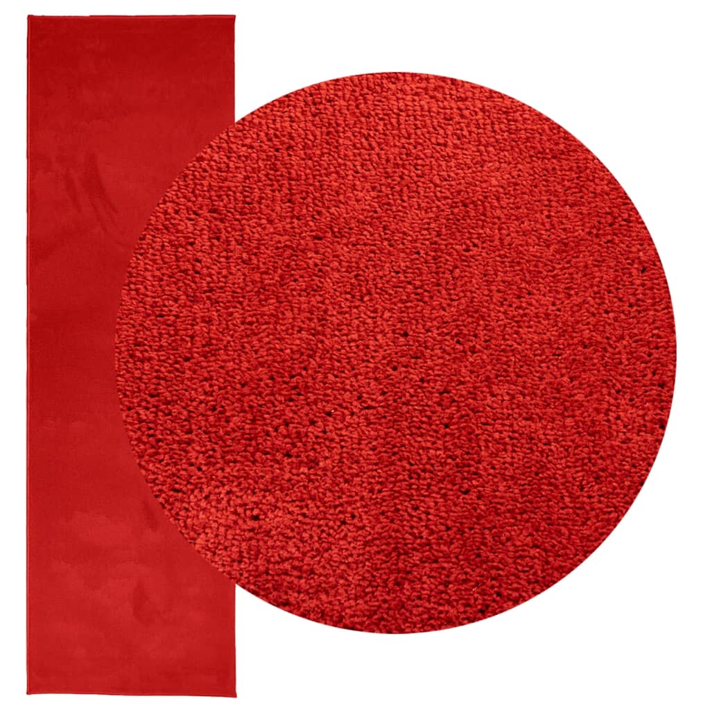 Covor „OVIEDO”, fire scurte, roșu, 80x250 cm