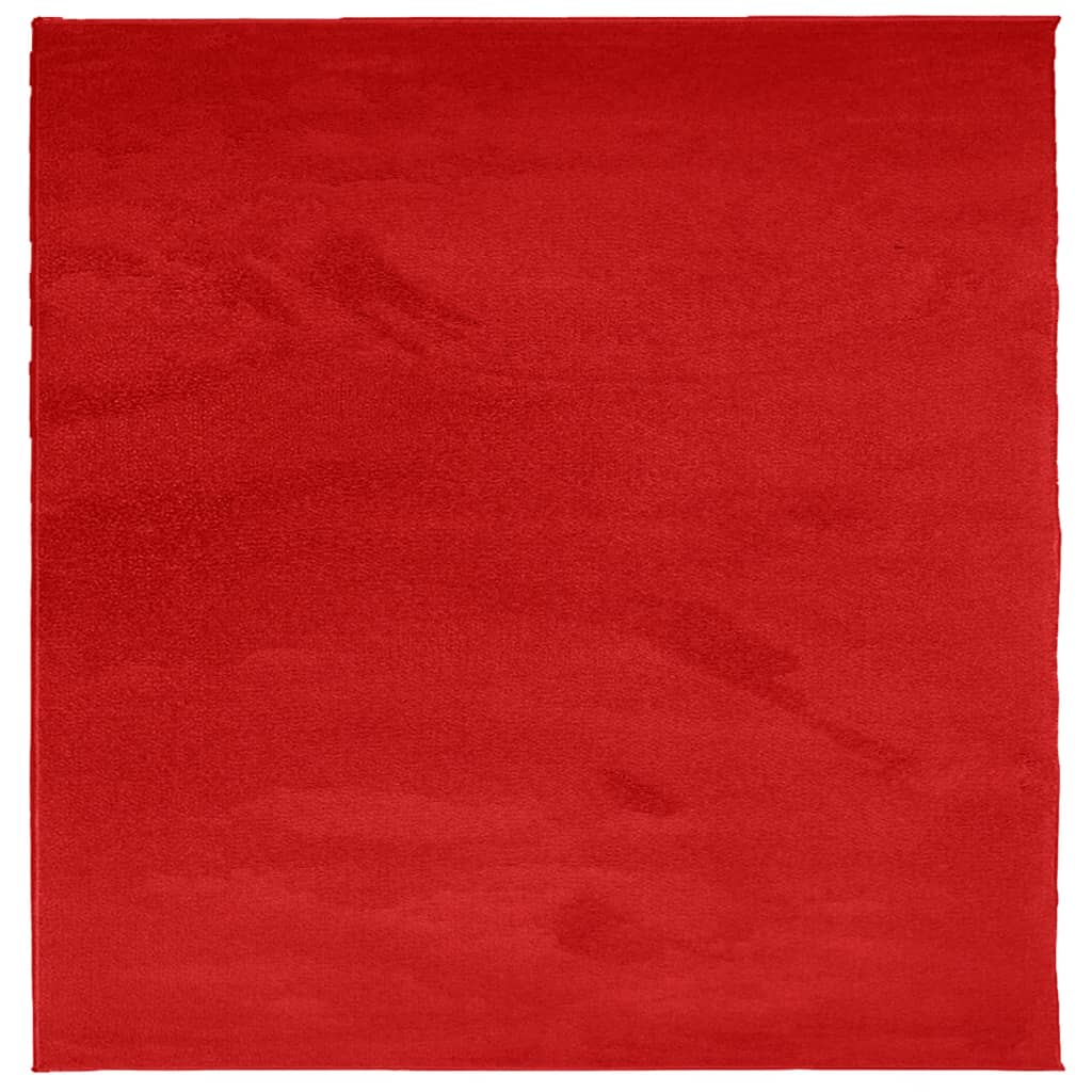 Covor „OVIEDO”, fire scurte, roșu, 120x120 cm - Lando