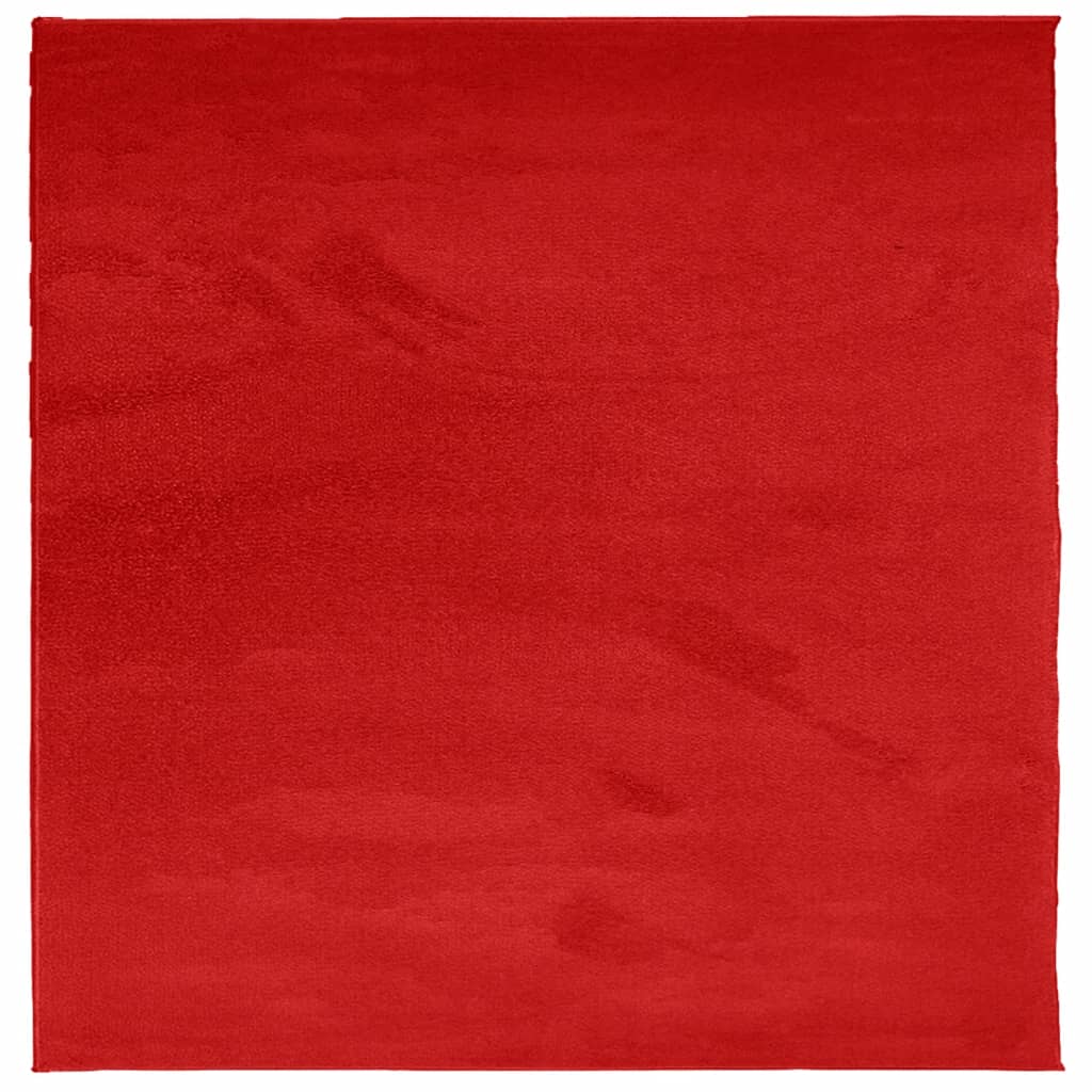 Covor „OVIEDO”, fire scurte, roșu, 160x160 cm - Lando