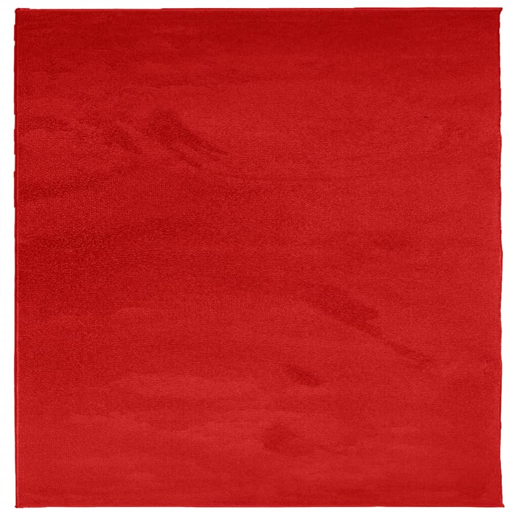 Covor „OVIEDO”, fire scurte, roșu, 200x200 cm - Lando