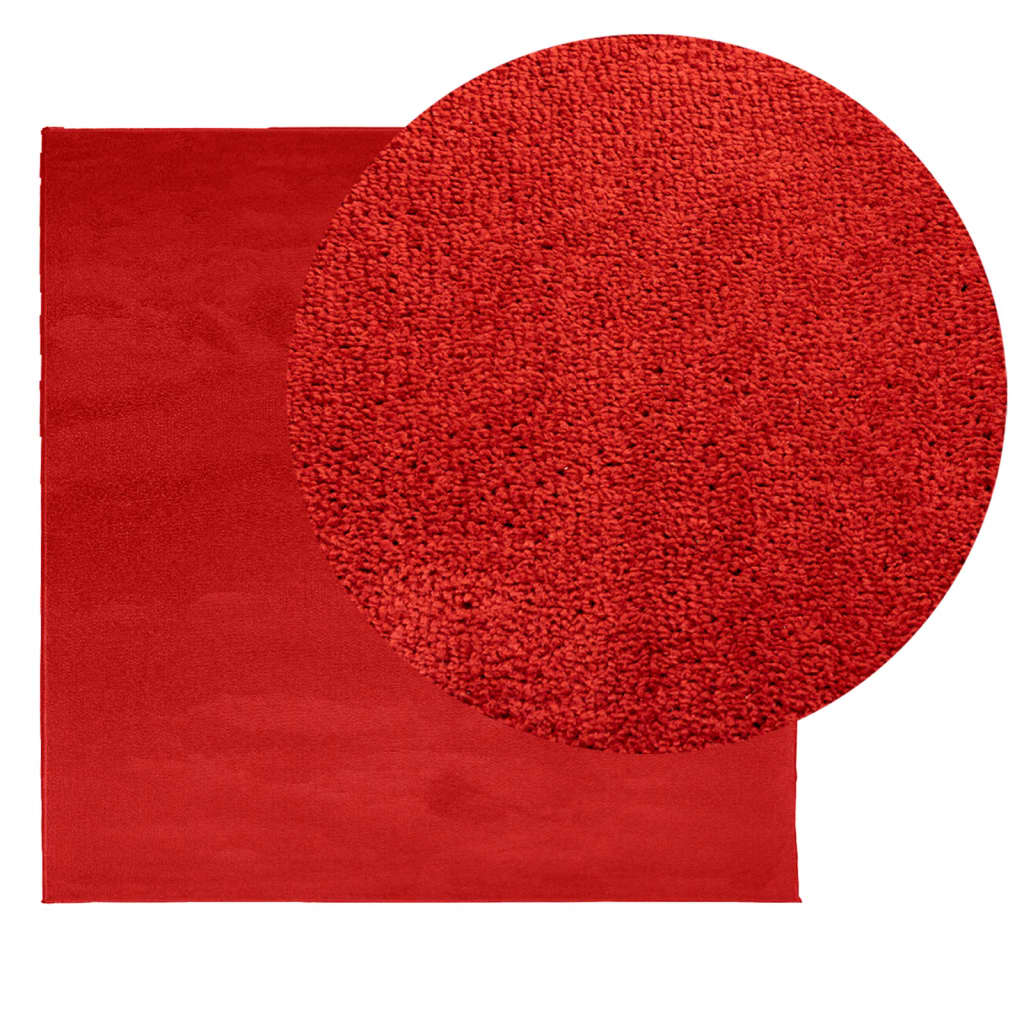Covor „OVIEDO”, fire scurte, roșu, 200x200 cm - Lando