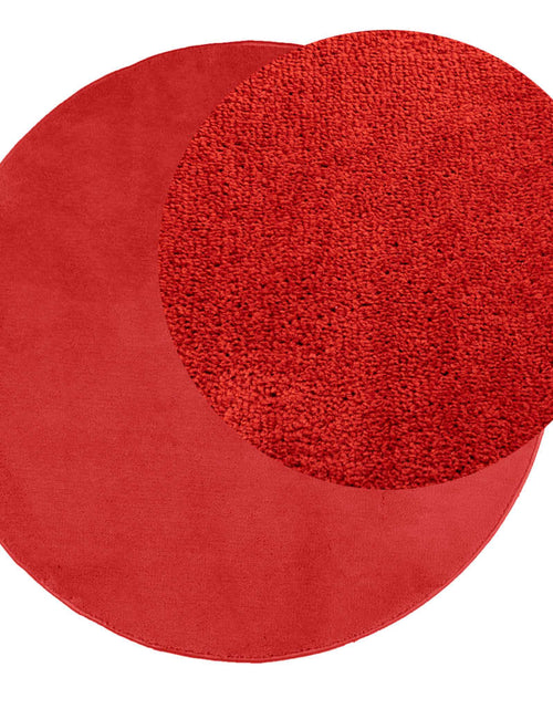 Încărcați imaginea în vizualizatorul Galerie, Covor „OVIEDO”, fire scurte, roșu, Ø 80 cm
