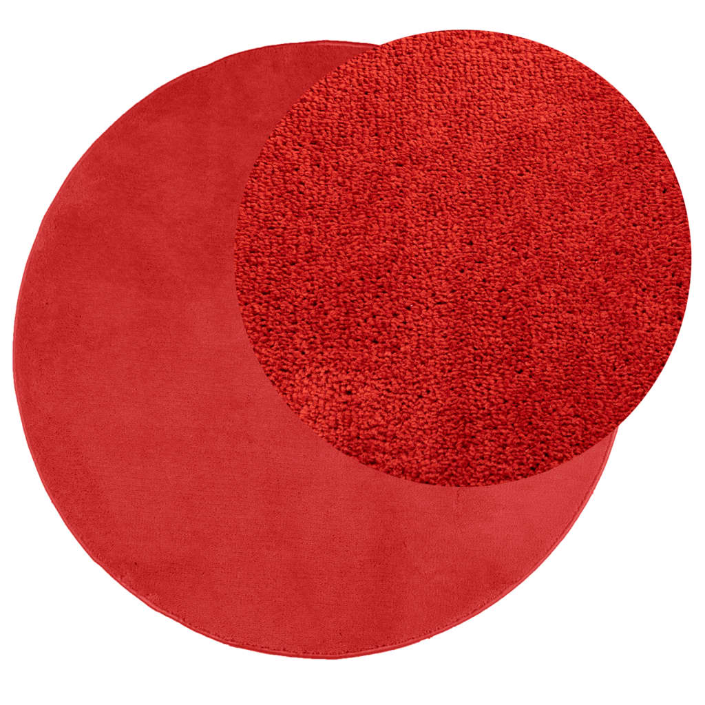 Covor „OVIEDO”, fire scurte, roșu, Ø 80 cm