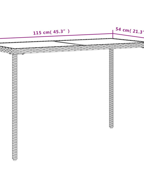 Încărcați imaginea în vizualizatorul Galerie, Masă de grădină, blat din sticlă, maro, 115x54x74cm, poliratan
