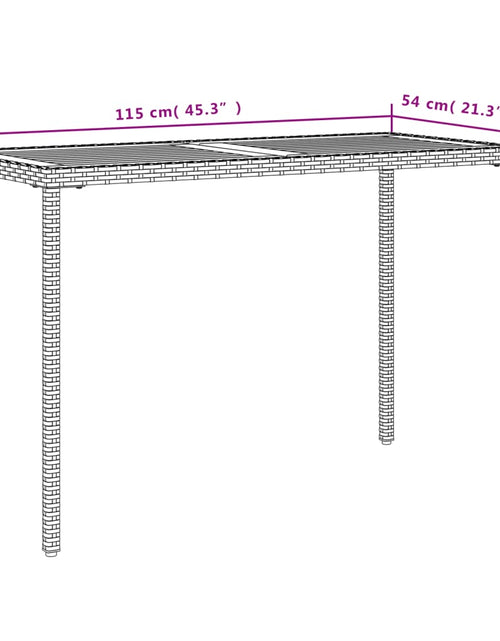 Загрузите изображение в средство просмотра галереи, Masă de grădină, blat din lemn acacia, 115x54x74 cm, poliratan
