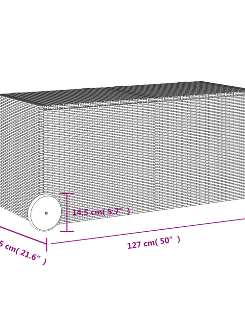 Încărcați imaginea în vizualizatorul Galerie, Ladă depozitare de grădină cu roți, maro, 283 L, poliratan
