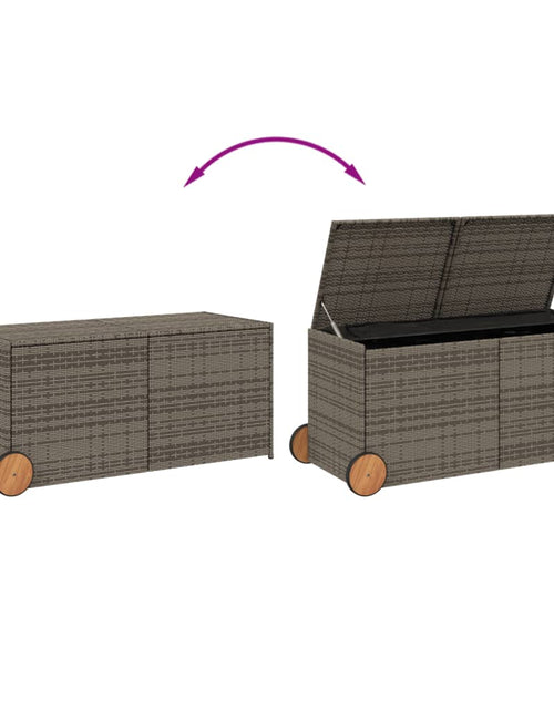 Загрузите изображение в средство просмотра галереи, Ladă depozitare de grădină cu roți, gri, 283 L, poliratan
