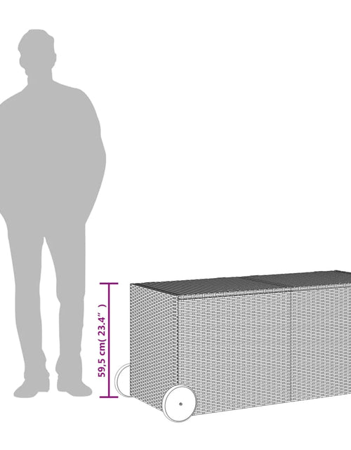 Загрузите изображение в средство просмотра галереи, Ladă depozitare de grădină cu roți, gri, 283 L, poliratan
