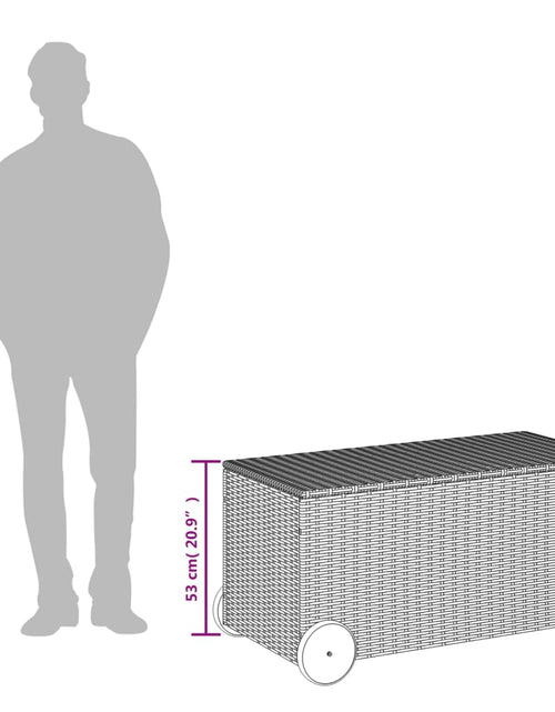 Загрузите изображение в средство просмотра галереи, Ladă depozitare de grădină cu roți, gri, 190 L, poliratan
