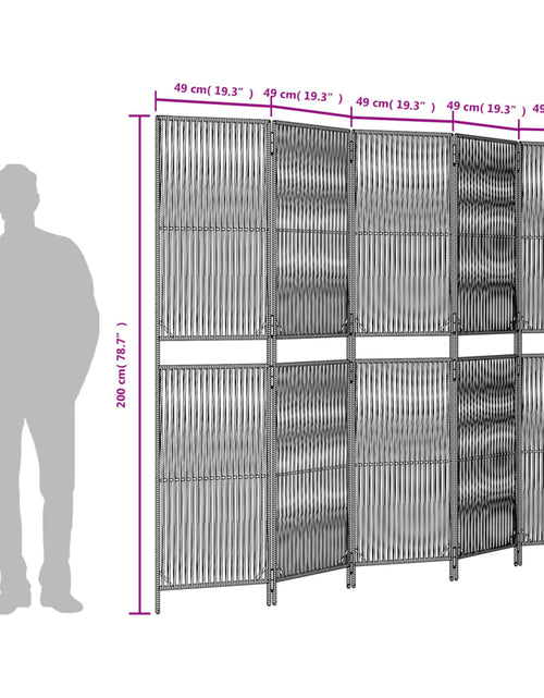 Încărcați imaginea în vizualizatorul Galerie, Separator de cameră cu 5 panouri, maro, poliratan
