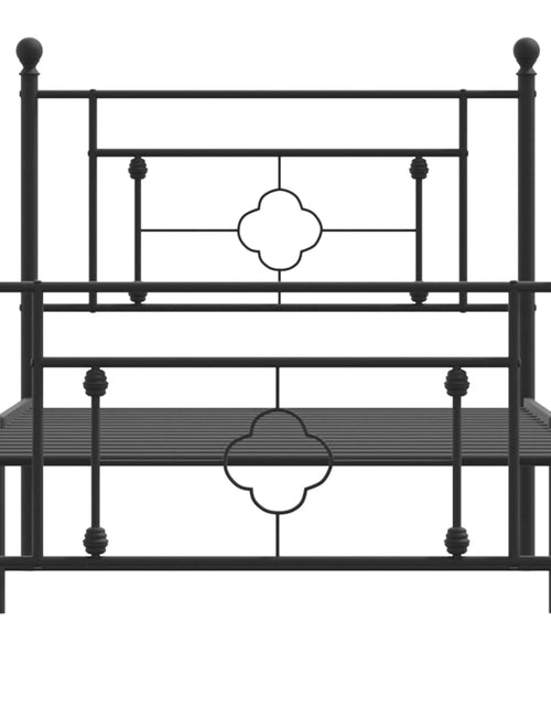 Încărcați imaginea în vizualizatorul Galerie, Cadru pat metalic cu tăblii de cap/picioare, negru, 90x200 cm
