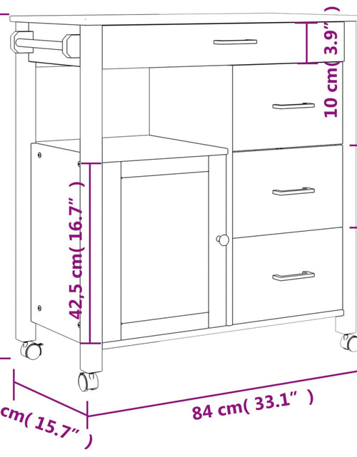 Încărcați imaginea în vizualizatorul Galerie, Cărucior de bucătărie „MONZA”, 84x40x90 cm, lemn masiv de pin
