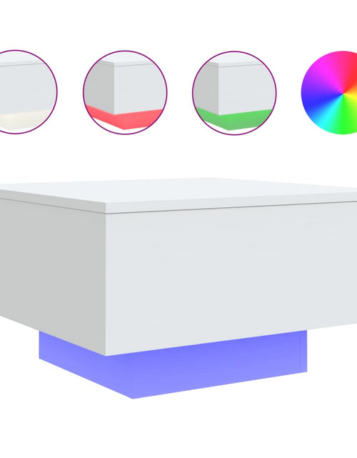 Загрузите изображение в средство просмотра галереи, Măsuță de cafea cu lumini LED, alb, 55x55x31 cm
