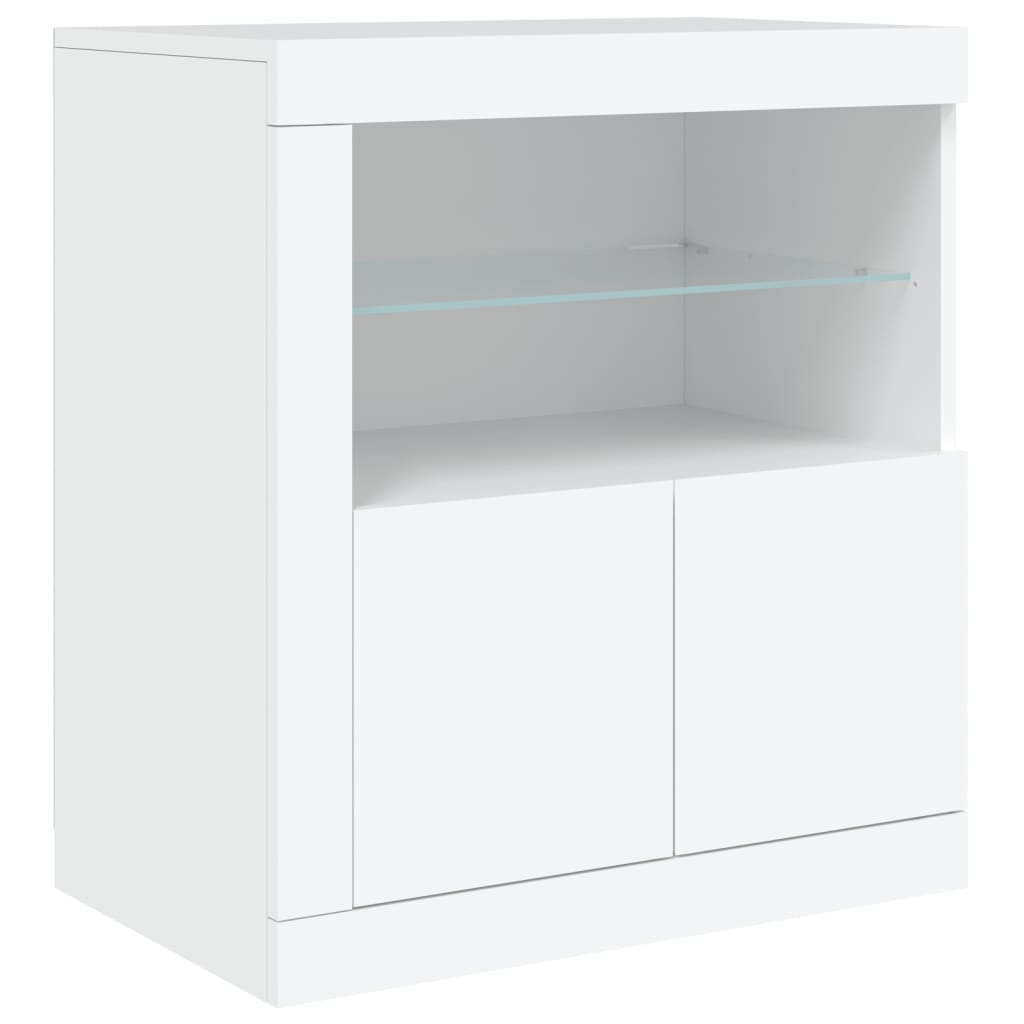 Servantă cu lumini LED, alb, 60,5x37x67 cm