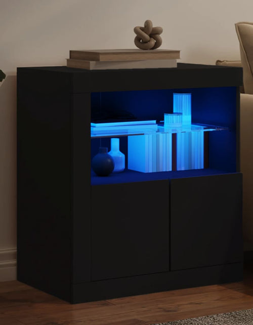 Încărcați imaginea în vizualizatorul Galerie, Servantă cu lumini LED, negru, 60,5x37x67 cm
