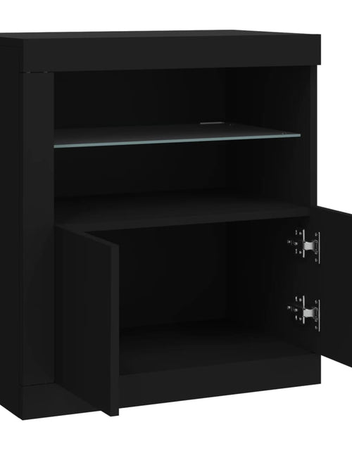 Загрузите изображение в средство просмотра галереи, Servantă cu lumini LED, negru, 60,5x37x67 cm
