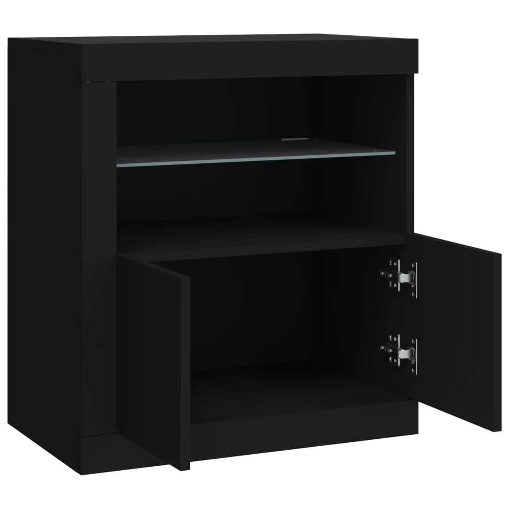 Servantă cu lumini LED, negru, 60,5x37x67 cm