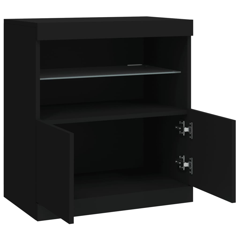 Servantă cu lumini LED, negru, 60x37x67 cm