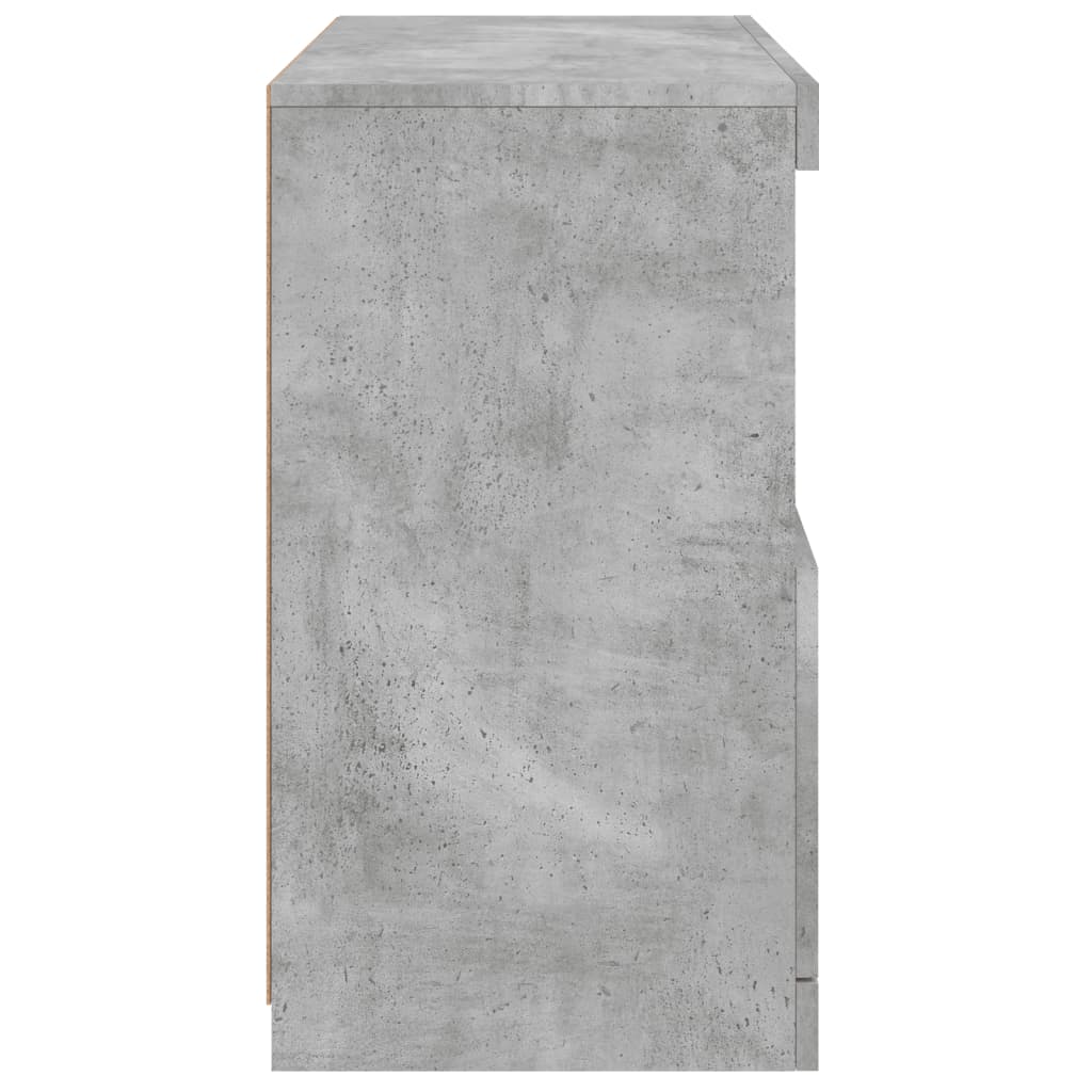 Servantă cu lumini LED, gri beton, 60x37x67 cm