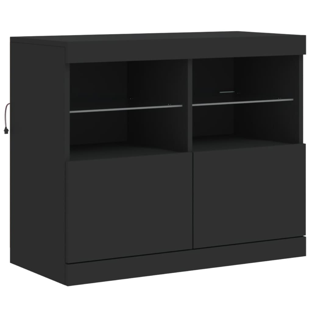 Servantă cu lumini LED, negru, 81x37x67 cm