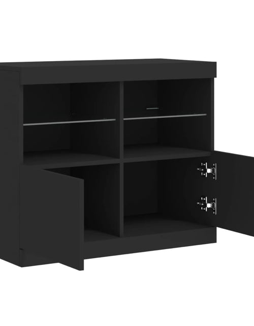 Загрузите изображение в средство просмотра галереи, Servantă cu lumini LED, negru, 81x37x67 cm
