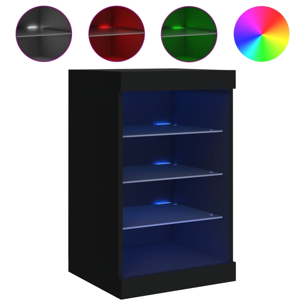 Servantă cu lumini LED, negru, 41x37x67 cm