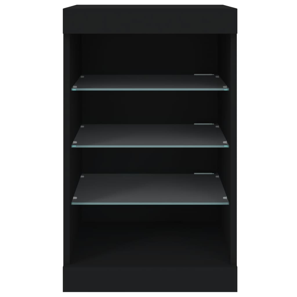 Servantă cu lumini LED, negru, 41x37x67 cm