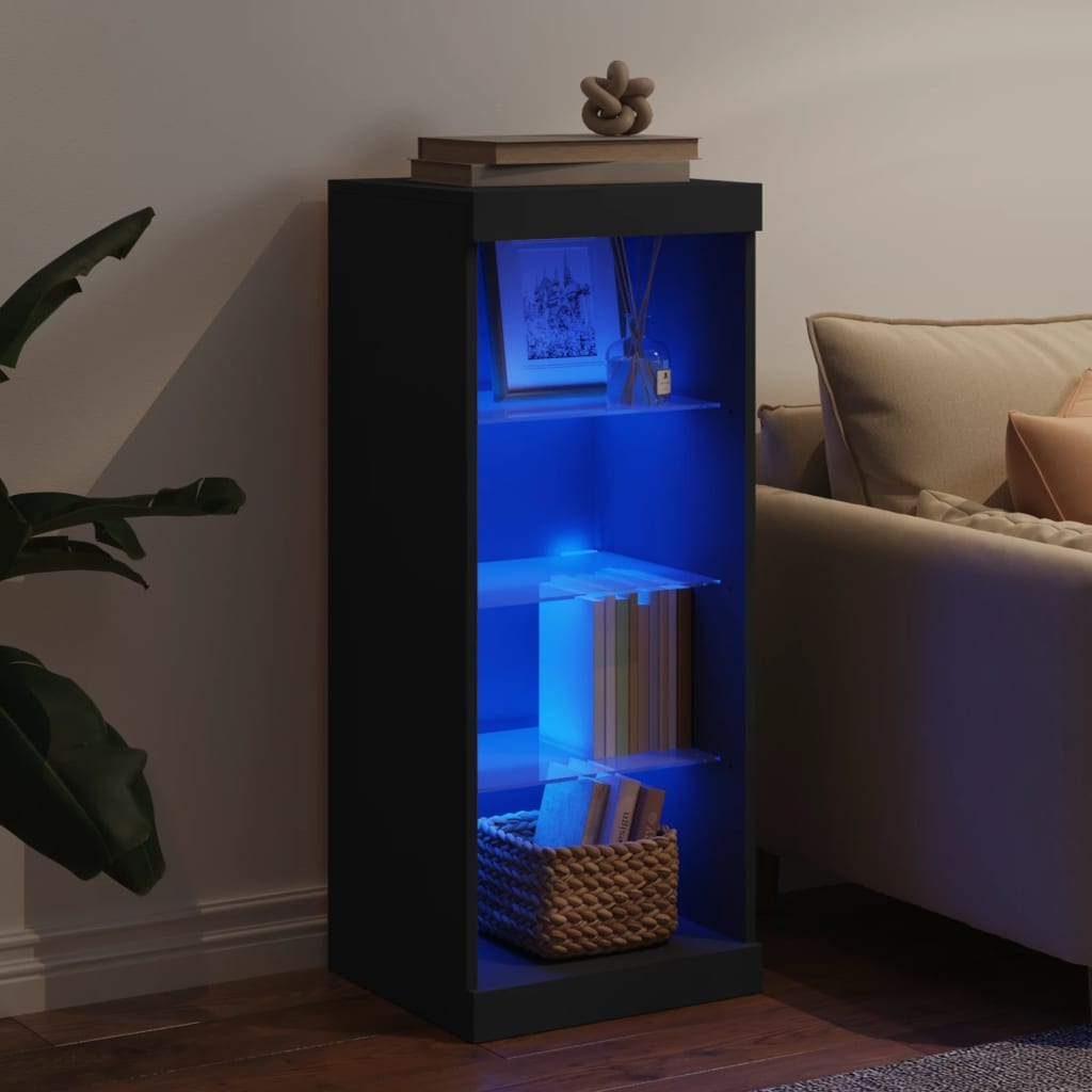 Servantă cu lumini LED, negru, 41x37x100 cm