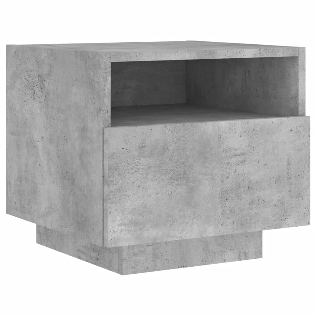 Noptieră cu lumini LED, gri beton, 40x39x37 cm