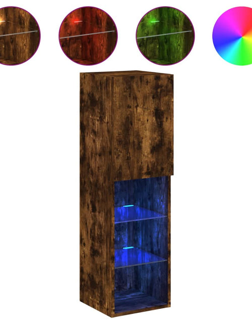 Încărcați imaginea în vizualizatorul Galerie, Comodă TV cu lumini LED, stejar fumuriu, 30,5x30x102 cm - Lando

