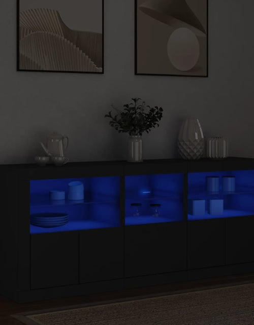 Загрузите изображение в средство просмотра галереи, Dulap cu lumini LED, negru, 162x37x67 cm
