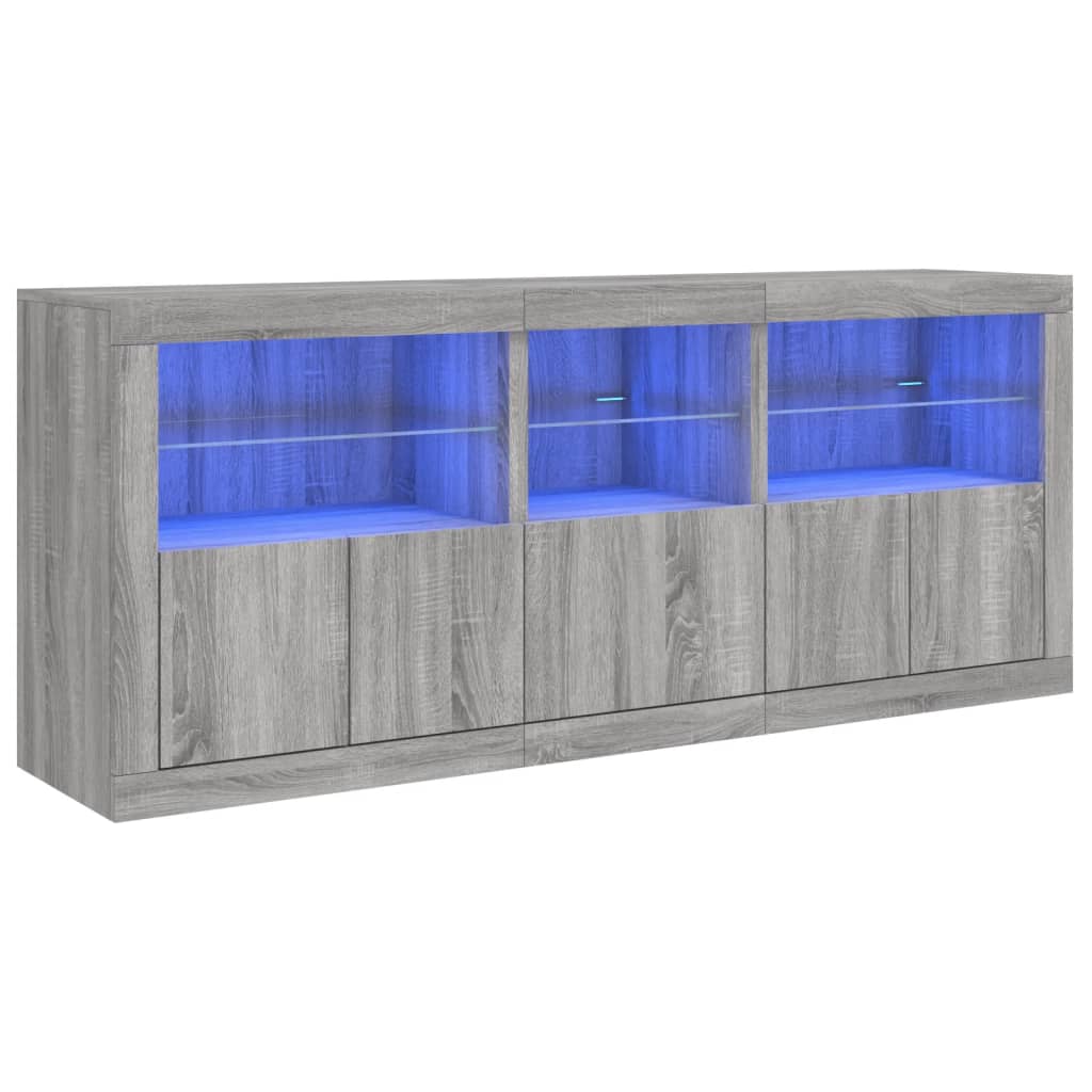 Dulap cu lumini LED, gri sonoma, 162x37x67 cm