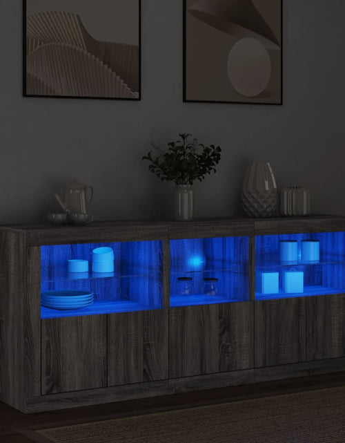 Загрузите изображение в средство просмотра галереи, Dulap cu lumini LED, gri sonoma, 162x37x67 cm
