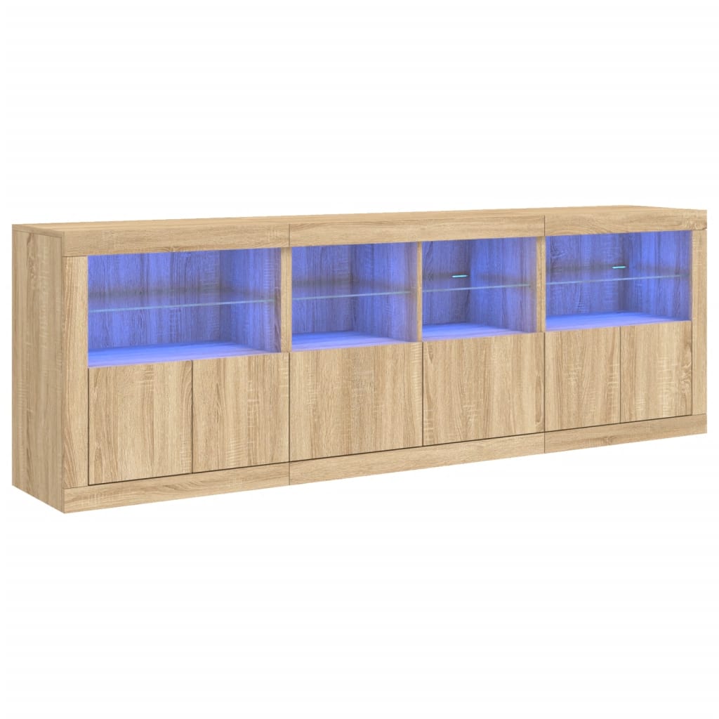 Dulap cu lumini LED, stejar sonoma, 202x37x67 cm