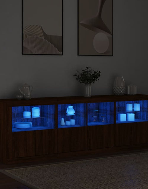 Încărcați imaginea în vizualizatorul Galerie, Dulap cu lumini LED, stejar maro, 202x37x67 cm
