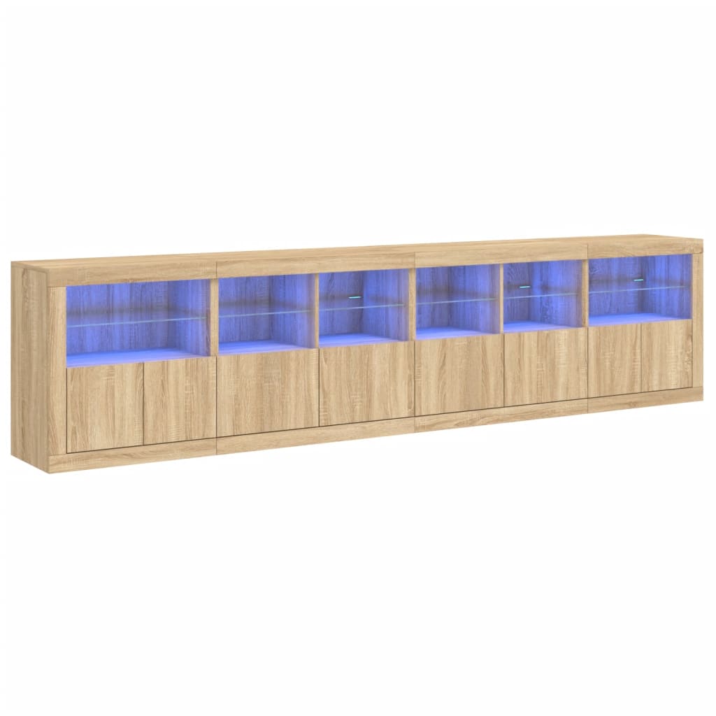 Dulap cu lumini LED, stejar sonoma, 283x37x67 cm