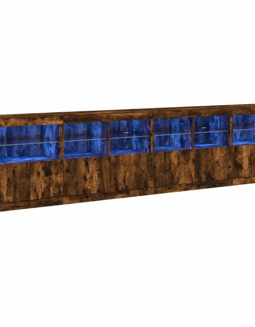 Încărcați imaginea în vizualizatorul Galerie, Dulap cu lumini LED, stejar fumuriu, 283x37x67 cm
