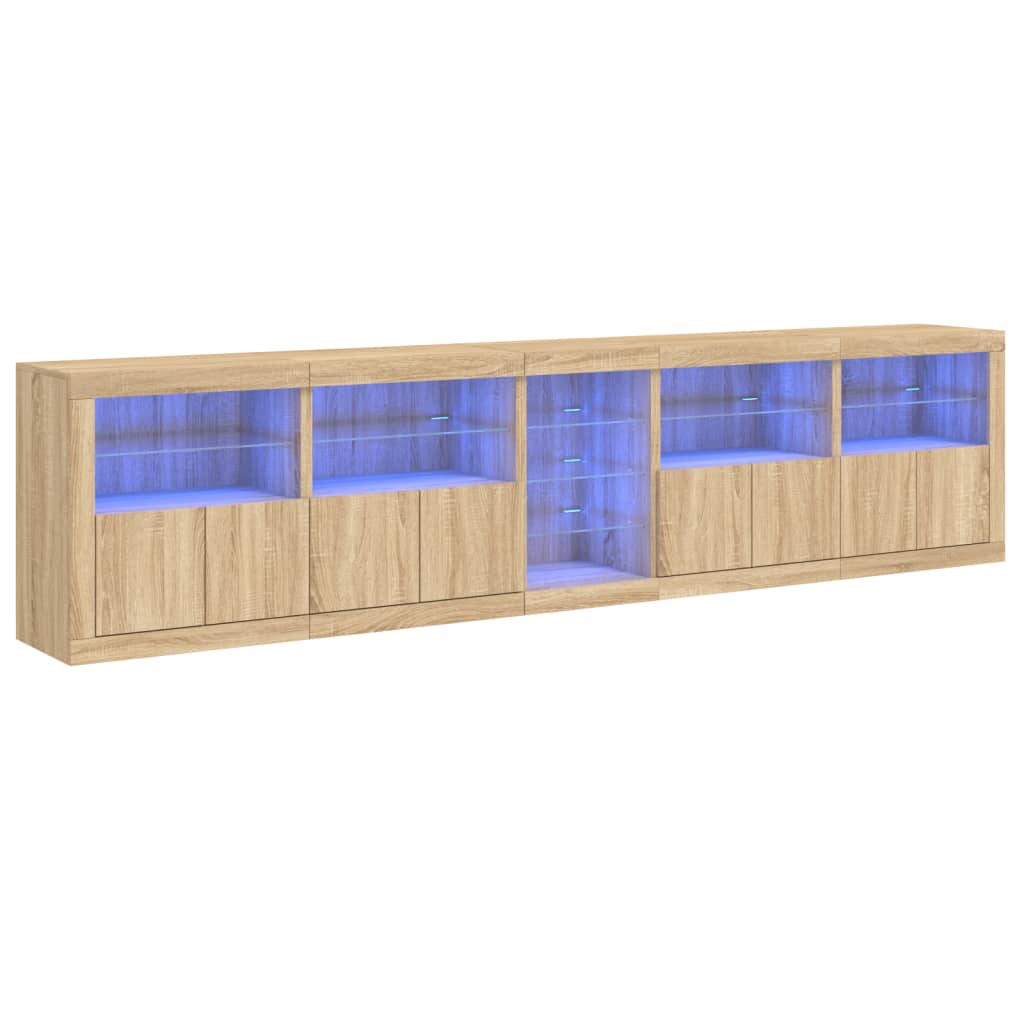 Dulap cu lumini LED, stejar sonoma, 283x37x67 cm