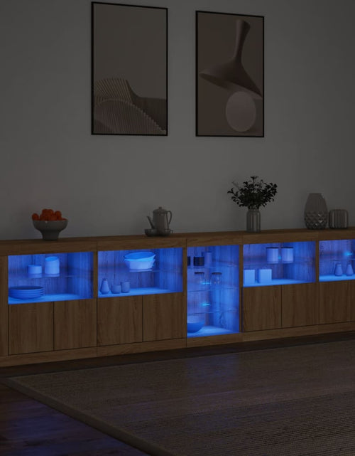 Загрузите изображение в средство просмотра галереи, Dulap cu lumini LED, stejar sonoma, 283x37x67 cm
