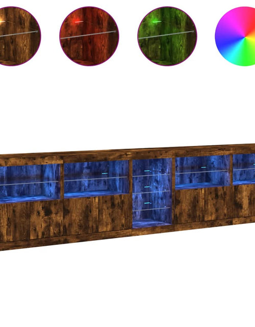 Încărcați imaginea în vizualizatorul Galerie, Dulap cu lumini LED, stejar fumuriu, 283x37x67 cm
