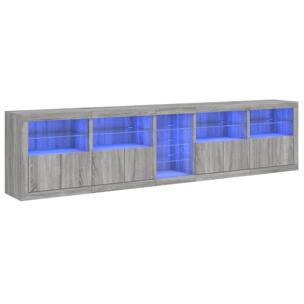 Dulap cu lumini LED, gri sonoma, 283x37x67 cm